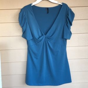 Teal short sleeve blouse size Large